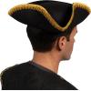 imageSpooktacular Creations Black Pirate Hat Colonial Tricorn Hat with Gold Trimming for Adults Halloween Renaissance Costume Accessory for Revolutionary War RolePlay Party