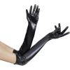 imageSpooktacular Creations Black Wet Look Long Gloves Faux Patent Leather Dress Gloves for Women Halloween Costume Accessory Evening Opera Party Cosplay Photoshoot