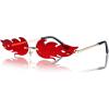 imageSpooktacular Creations Blue Flame Glasses Rimless Blue Fire Glasses Halloween Fire Sunglasses for All Flame Sunglasses for Halloween Costumes Devil AccessoriesRed