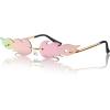 imageSpooktacular Creations Blue Flame Glasses Rimless Blue Fire Glasses Halloween Fire Sunglasses for All Flame Sunglasses for Halloween Costumes Devil AccessoriesPink