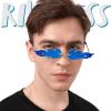 imageSpooktacular Creations Blue Flame Glasses Rimless Blue Fire Glasses Halloween Fire Sunglasses for All Flame Sunglasses for Halloween Costumes Devil AccessoriesBlue