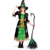 imageSpooktacular Creations Fairytale Witch Cute Witch Costume Deluxe Set with Broom for GirlsGreen