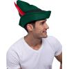 imageSpooktacular Creations Felt Robin Hood Hats with Feather Alpine German Hat Green Tyrolean Costume Accessory for Halloween Dress Up Party Favor One Size Fits all for Adult