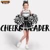 imageSpooktacular Creations Girl Cheerleader Costume Halloween Cute Cheer Uniform Outfit with Accessories for Dress Up PartiesBlack White
