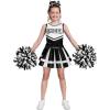 imageSpooktacular Creations Girl Cheerleader Costume Halloween Cute Cheer Uniform Outfit with Accessories for Dress Up PartiesBlack White