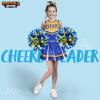 imageSpooktacular Creations Girl Cheerleader Costume Halloween Cute Cheer Uniform Outfit with Accessories for Dress Up PartiesYellow Blue