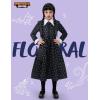 imageSpooktacular Creations Girls Halloween Black Costume Black Floral Print Dress with Wig and Stocks for Kids Halloween Dress