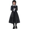 imageSpooktacular Creations Girls Halloween Black Costume Black Floral Print Dress with Wig and Stocks for Kids Halloween Dress