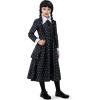 imageSpooktacular Creations Girls Halloween Black Costume Black Floral Print Dress with Wig and Stocks for Kids Halloween Dress