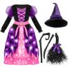 imageSpooktacular Creations Girls Light Up Bat Witch Tutu Costume Toddlers Dress with Hat Broom for Kids Halloween Themed PartiesPink