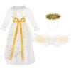 imageSpooktacular Creations Halloween Angel Costume Girls Kids Princess Dress Toddlers Tulle Angel Set with AccessoriesGolden