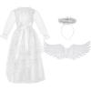 imageSpooktacular Creations Halloween Angel Costume Girls Kids Princess Dress Toddlers Tulle Angel Set with AccessoriesWhite