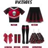 imageSpooktacular Creations Halloween Cheerleader Costume Girls Bad Spirit Costume for Kids Skull Scary Outfit with AccessoriesBlack Red