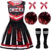 imageSpooktacular Creations Halloween Cheerleader Costume for Girls Kids Zombie Cheerleader Outfit Dead Fearleader DressRed Black