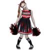 imageSpooktacular Creations Halloween Cheerleader Costume for Girls Kids Zombie Cheerleader Outfit Dead Fearleader DressRed Black