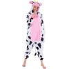 imageSpooktacular Creations Halloween Cow Pajama Adult Unisex Cow Costume Animal Hooded Jumpsuit Costume for Themed Cosplay PartyPink White