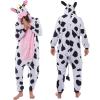 imageSpooktacular Creations Halloween Cow Pajama Adult Unisex Cow Costume Animal Hooded Jumpsuit Costume for Themed Cosplay PartyPink White