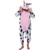 imageSpooktacular Creations Halloween Cow Pajama Adult Unisex Cow Costume Animal Hooded Jumpsuit Costume for Themed Cosplay PartyPink White