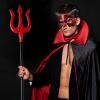 imageSpooktacular Creations Halloween Demon Mask Scary Red Ram Horn Devil and Half Face Masquerade Foam Mask for Adults Kids Halloween Cosplay Costume Accessories Party Dress Up