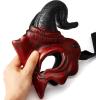 imageSpooktacular Creations Halloween Demon Mask Scary Red Ram Horn Devil and Half Face Masquerade Foam Mask for Adults Kids Halloween Cosplay Costume Accessories Party Dress Up