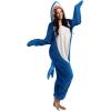 imageSpooktacular Creations Halloween Shark Pajama Adult Shark Costume One Piece Jumpsuit Marine Pajama for Halloween Dress UpBlue