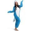 imageSpooktacular Creations Halloween Shark Pajama Adult Shark Costume One Piece Jumpsuit Marine Pajama for Halloween Dress UpLight Blue