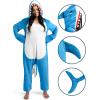 imageSpooktacular Creations Halloween Shark Pajama Adult Shark Costume One Piece Jumpsuit Marine Pajama for Halloween Dress UpLight Blue