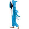 imageSpooktacular Creations Halloween Shark Pajama Adult Shark Costume One Piece Jumpsuit Marine Pajama for Halloween Dress UpLight Blue