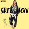 imageSpooktacular Creations Halloween Skeleton Pajama Adult Skeleton Costume Hooded Jumpsuit Cosplay Costume Sleepwear HomewearBlack