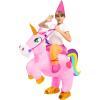 imageSpooktacular Creations Halloween Unicorn Costume Kids Inflatable Riding a Unicorn Colorful Air Blowup Deluxe Set with Hat Rideon Halloween Parties Costumes White 46 YrsPink