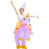 imageSpooktacular Creations Halloween Unicorn Costume Kids Inflatable Riding a Unicorn Colorful Air Blowup Deluxe Set with Hat Rideon Halloween Parties Costumes White 46 YrsPurple
