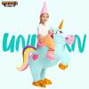 imageSpooktacular Creations Halloween Unicorn Costume Kids Inflatable Riding a Unicorn Colorful Air Blowup Deluxe Set with Hat Rideon Halloween Parties Costumes White 46 YrsBlue