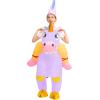 imageSpooktacular Creations Halloween Unicorn Costume Kids Inflatable Riding a Unicorn Colorful Air Blowup Deluxe Set with Hat Rideon Halloween Parties Costumes White 46 YrsPurple