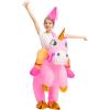 imageSpooktacular Creations Halloween Unicorn Costume Kids Inflatable Riding a Unicorn Colorful Air Blowup Deluxe Set with Hat Rideon Halloween Parties Costumes White 46 YrsPink