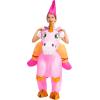 imageSpooktacular Creations Halloween Unicorn Costume Kids Inflatable Riding a Unicorn Colorful Air Blowup Deluxe Set with Hat Rideon Halloween Parties Costumes White 46 YrsPink