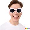 imageSpooktacular Creations Halloween White Circular Sunglasses Oval Goggles Glasses Round Lens Goggle Eyewear Vintage glasses for Kids Men Women Halloween Party Costume Accessory