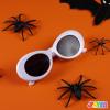 imageSpooktacular Creations Halloween White Circular Sunglasses Oval Goggles Glasses Round Lens Goggle Eyewear Vintage glasses for Kids Men Women Halloween Party Costume Accessory