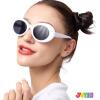 imageSpooktacular Creations Halloween White Circular Sunglasses Oval Goggles Glasses Round Lens Goggle Eyewear Vintage glasses for Kids Men Women Halloween Party Costume Accessory