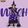 imageSpooktacular Creations Halloween Witch Costume Kids Light Up Witch Dress with Hat and Broom for Girls Toddlers Bat Outfit Set for Halloween Costumes Role Play Parties Purple 3T34 yrsPurple