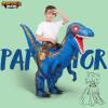 imageSpooktacular Creations Kids Halloween Raptor Inflatable Costume LED Eyes Ride Raptor Dinosaur Blow Up for Halloween PartyBlue