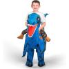 imageSpooktacular Creations Kids Halloween Raptor Inflatable Costume LED Eyes Ride Raptor Dinosaur Blow Up for Halloween PartyBlue
