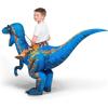 imageSpooktacular Creations Kids Halloween Raptor Inflatable Costume LED Eyes Ride Raptor Dinosaur Blow Up for Halloween PartyBlue