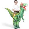 imageSpooktacular Creations Kids Halloween Raptor Inflatable Costume LED Eyes Ride Raptor Dinosaur Blow Up for Halloween PartyGreen