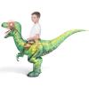 imageSpooktacular Creations Kids Halloween Raptor Inflatable Costume LED Eyes Ride Raptor Dinosaur Blow Up for Halloween PartyGreen