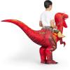 imageSpooktacular Creations Kids Halloween Raptor Inflatable Costume LED Eyes Ride Raptor Dinosaur Blow Up for Halloween PartyRed