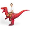 imageSpooktacular Creations Kids Halloween Raptor Inflatable Costume LED Eyes Ride Raptor Dinosaur Blow Up for Halloween PartyRed