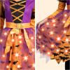 imageSpooktacular Creations Light Up Polka Dots Witch Tutu Costume for Girls Toddlers Starry Witch Dress with Magic Hat and BroomPurple Orange