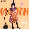 imageSpooktacular Creations Light Up Polka Dots Witch Tutu Costume for Girls Toddlers Starry Witch Dress with Magic Hat and BroomPurple Orange