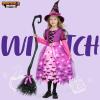 imageSpooktacular Creations Light Up Polka Dots Witch Tutu Costume for Girls Toddlers Starry Witch Dress with Magic Hat and BroomPurple Pink