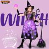 imageSpooktacular Creations Lightup Witch Costume for Girls Toddlers Print Witch Outfit Set for Kids Halloween Dress Up PartiesPurple